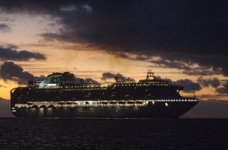 A Cruise-Ship arriving at Cabo San Lucas, Mexico in the early morning
