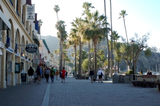 Walk along the Catalina Beach and storefronts